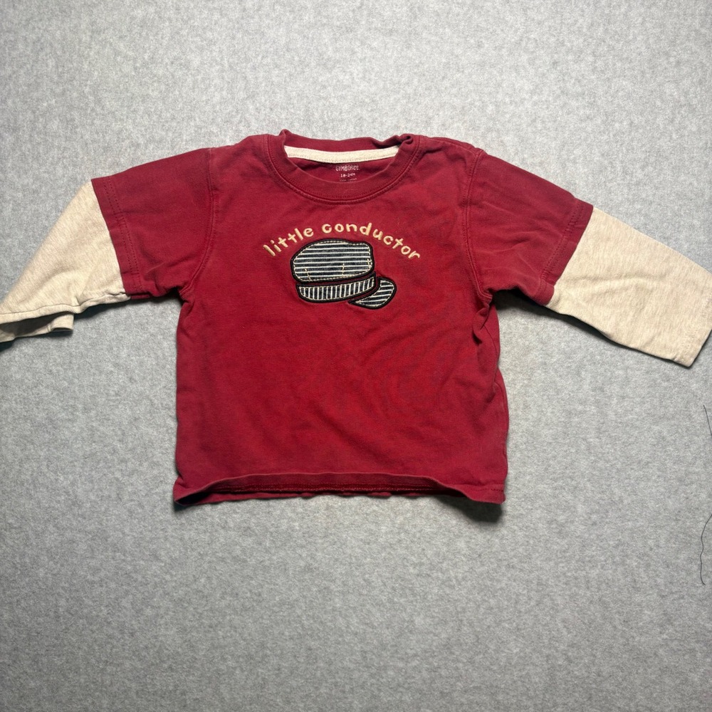 Gymboree Little Conductor Red Layered Long Sleeve Graphic Tee 18-24M